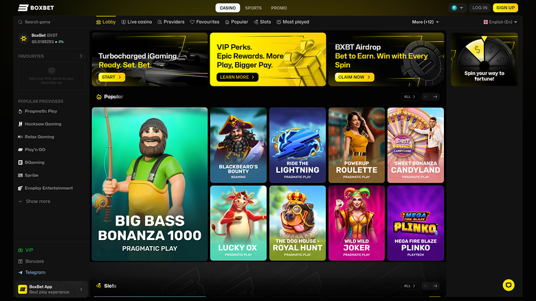 BoxBet Casino Desktop-Homepage