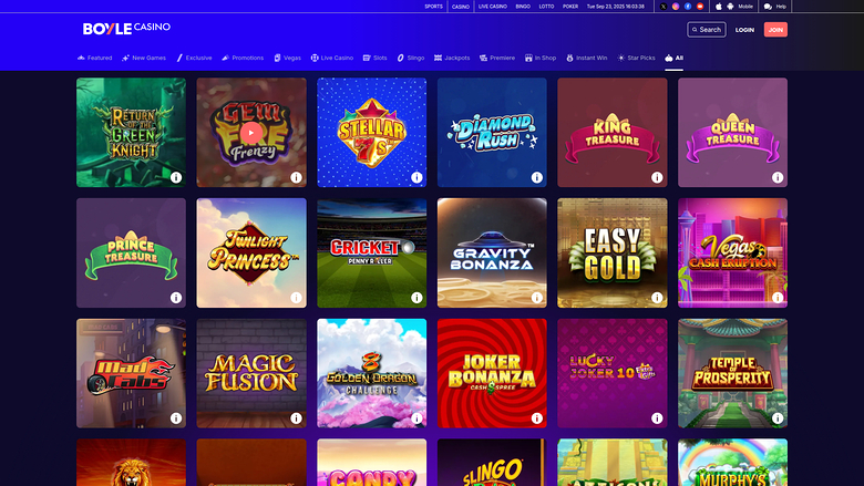 BoyleSports Casino Desktop-Spiele
