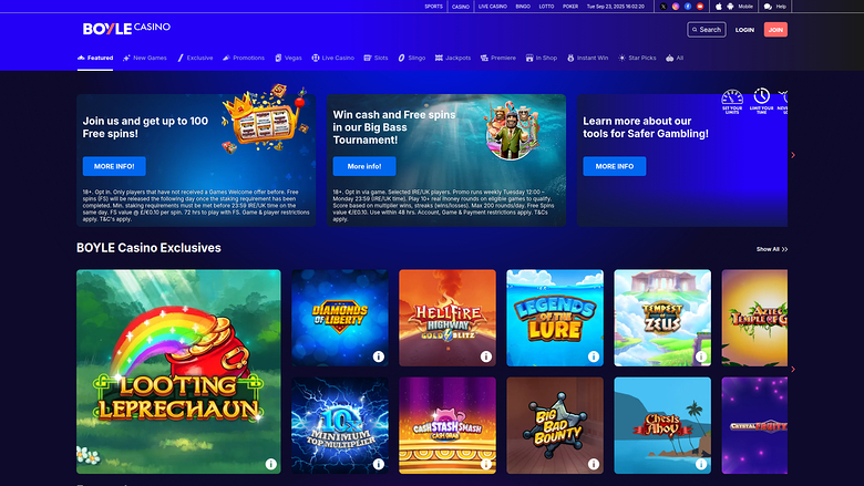 BoyleSports Casino Desktop-Homepage