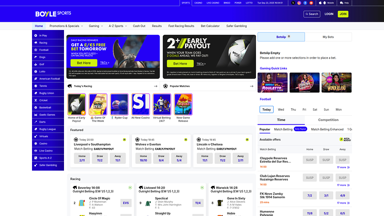 BoyleSports Casino Desktop-Sportwetten