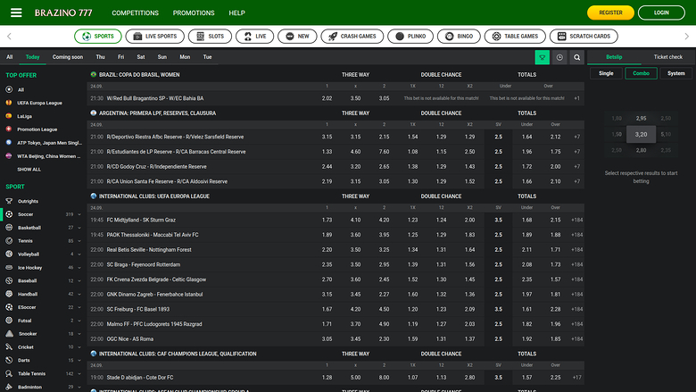 Deportes de escritorio de Brazino777 Casino