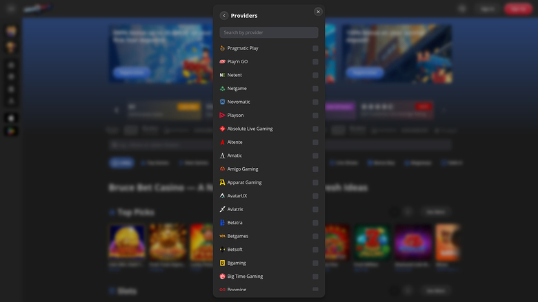Développeurs de jeux sur bureau de BruceBet Casino