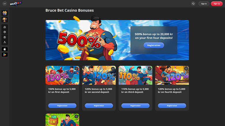 Promotions sur bureau de BruceBet Casino