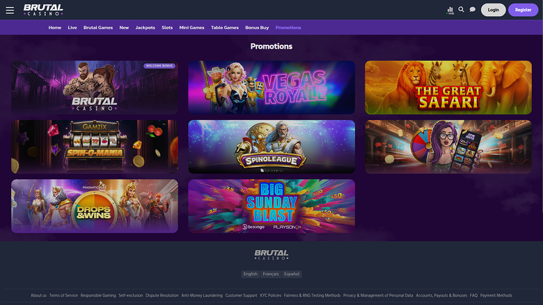 Promotions de bureau de Brutal Casino