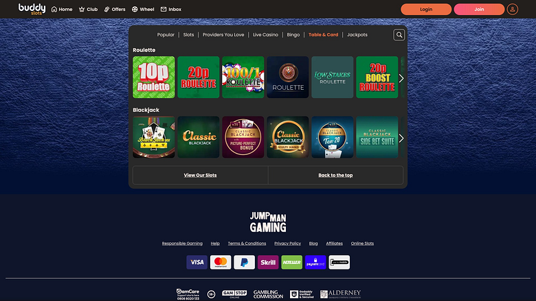 Настольные игры казино Buddy Slots для настольных компьютеров