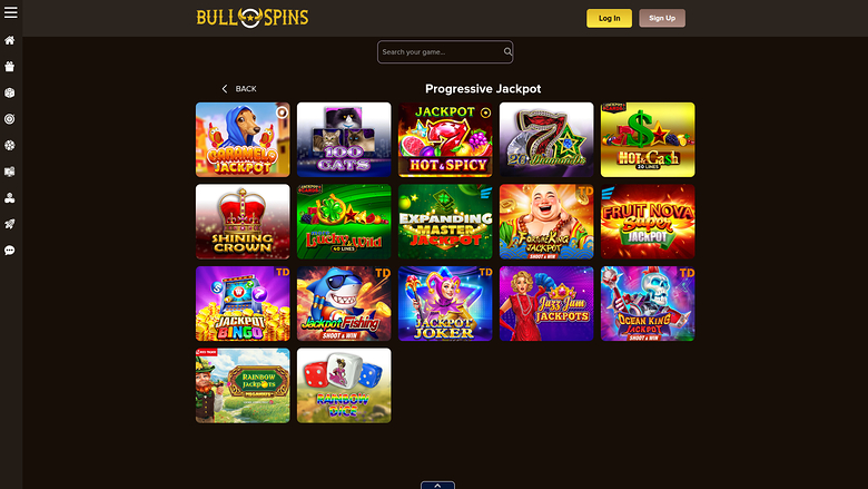 Bull Spins Casino Desktop Jackpot