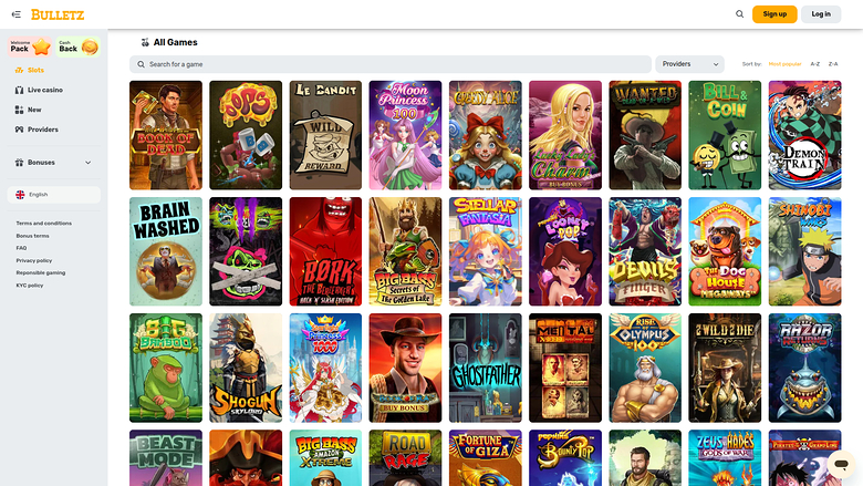 Juegos de escritorio de Bulletz Casino