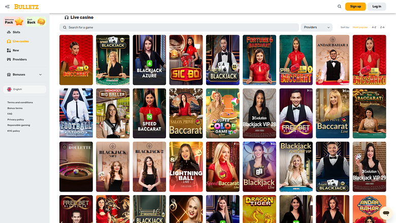 Crupier en vivo de escritorio de Bulletz Casino