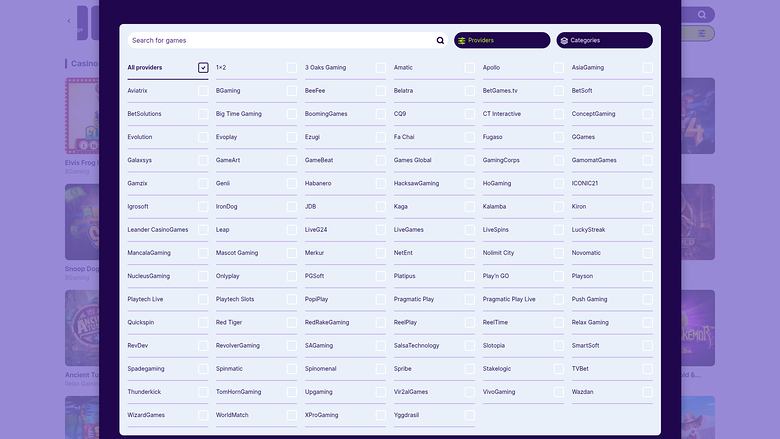 Desarrolladores de juegos de Bullsbet Casino para escritorio