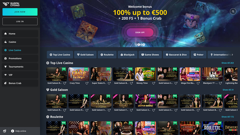 Croupier en direct de Buran Casino sur ordinateur