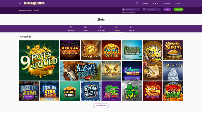 Jeux de Butlers Bingo pour ordinateur de bureau