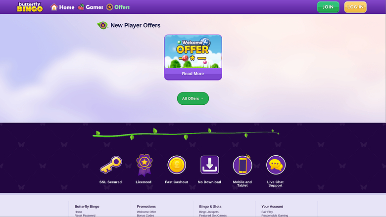 Акции Butterfly Bingo для настольных устройств