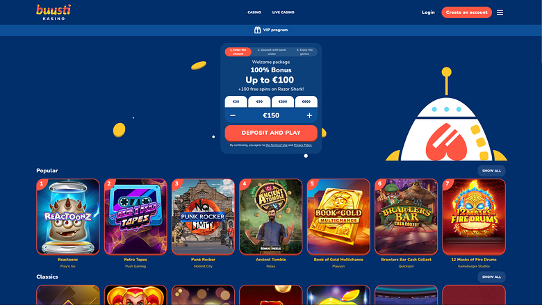 Buusti Kasino Ordinateur Page d'accueil