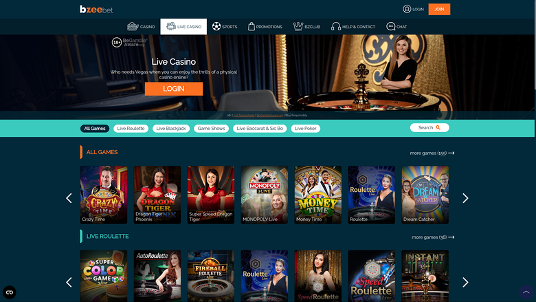 Croupier en direct de Bzeebet Casino sur ordinateur
