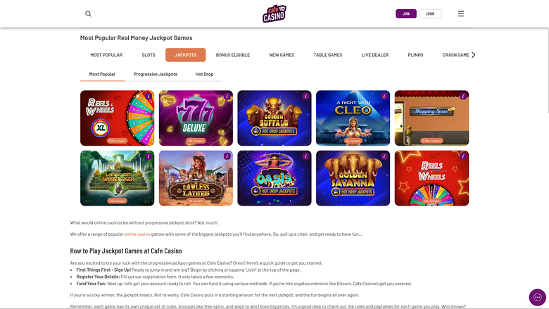 Jackpot de Bureau de Cafe Casino