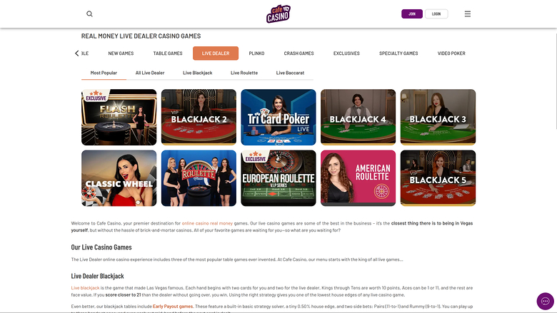 Croupier en direct de Cafe Casino pour ordinateur de bureau