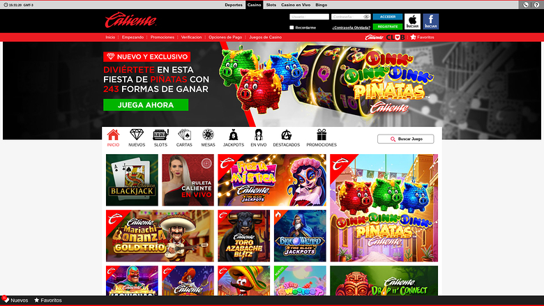 Caliente Casino Bureau Page d’accueil