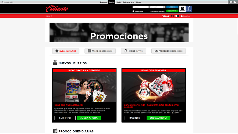Caliente Casino Bureau Promotions