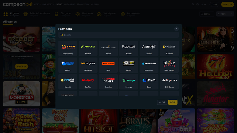 Campeonbet Casino Desktop Game Developers