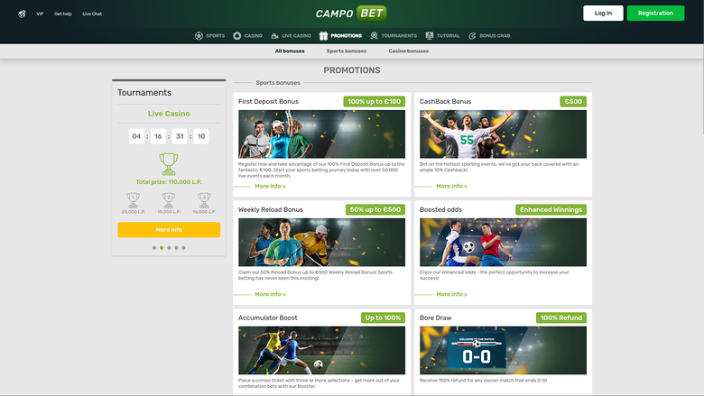 Promotions de Campobet Casino sur ordinateur