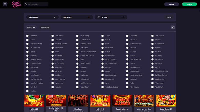 Sviluppatori di giochi di Candy Casino per desktop