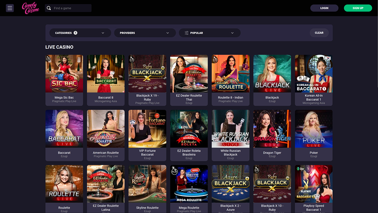 Dealer dal vivo di Candy Casino per desktop