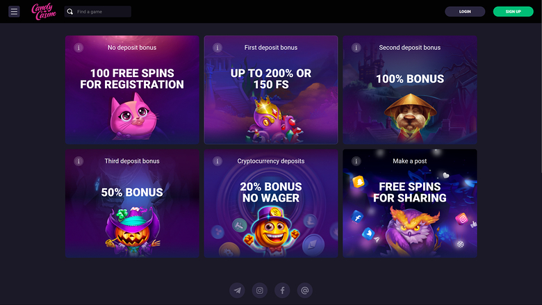 Promozioni di Candy Casino per desktop