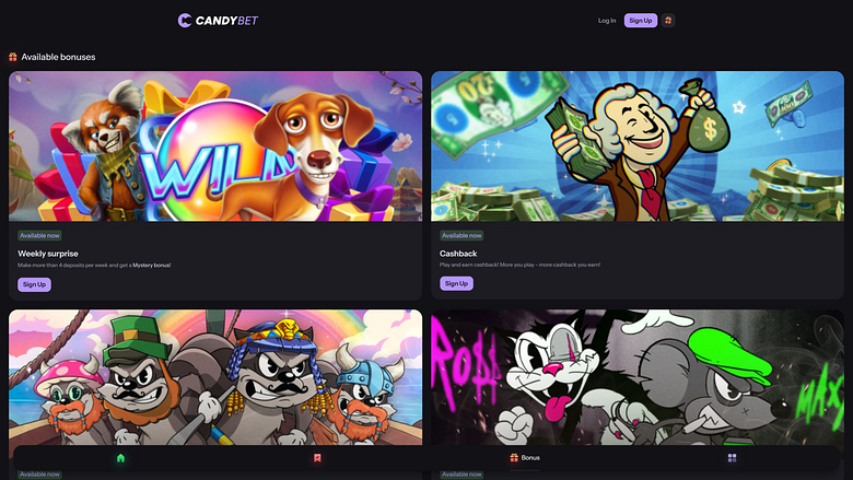 Акции казино CandyBet для настольных компьютеров