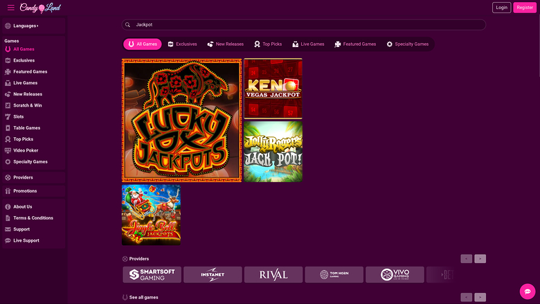 Jackpot de CandyLand Casino pour ordinateur de bureau