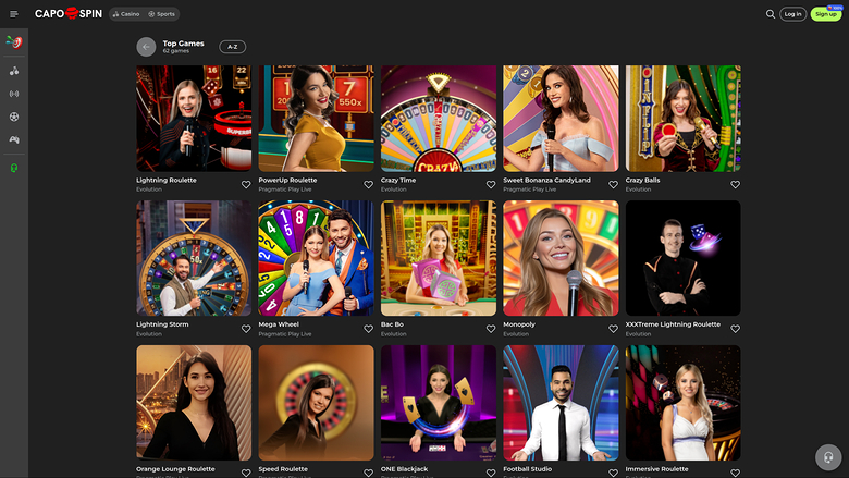 Crupier en vivo de Capospin Casino para escritorio