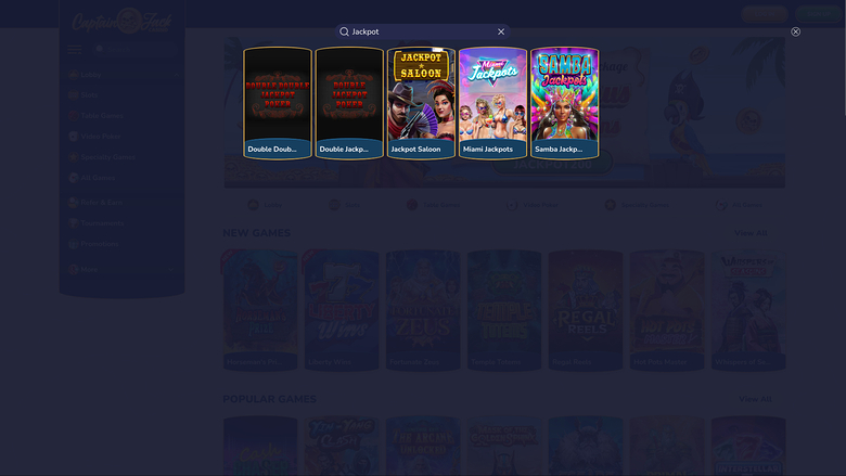 Captain Jack Casino Desktop Jackpot