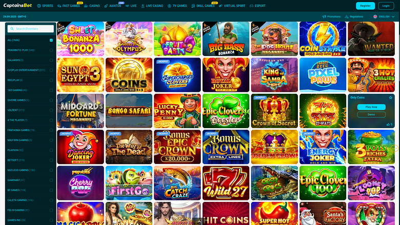 Desarrolladores de juegos de Captainsbet Casino en escritorio