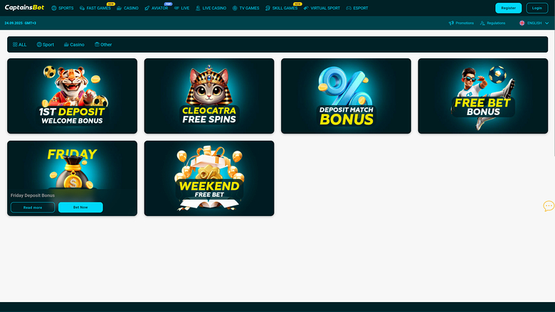 Promociones de Captainsbet Casino en escritorio