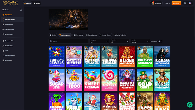 Giochi per desktop del casinò CaratCasino