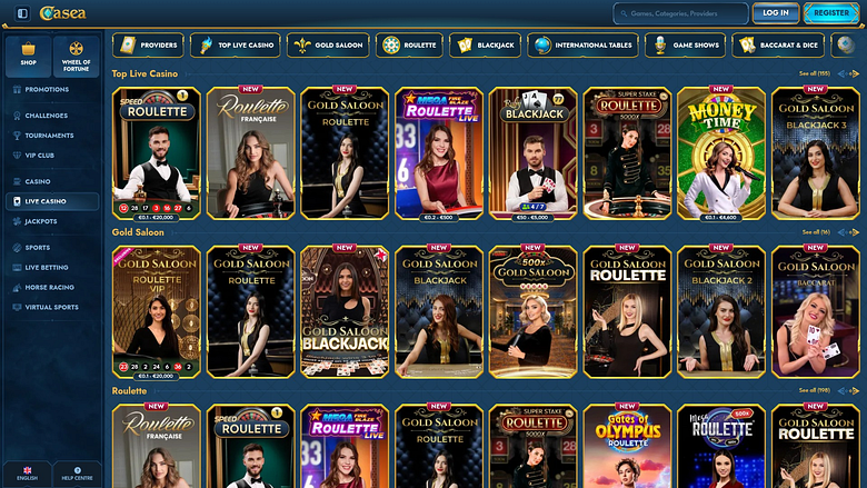 Casino Casea con crupier en vivo