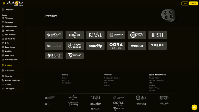 Développeurs de jeux de Cash o Lot Casino sur ordinateur