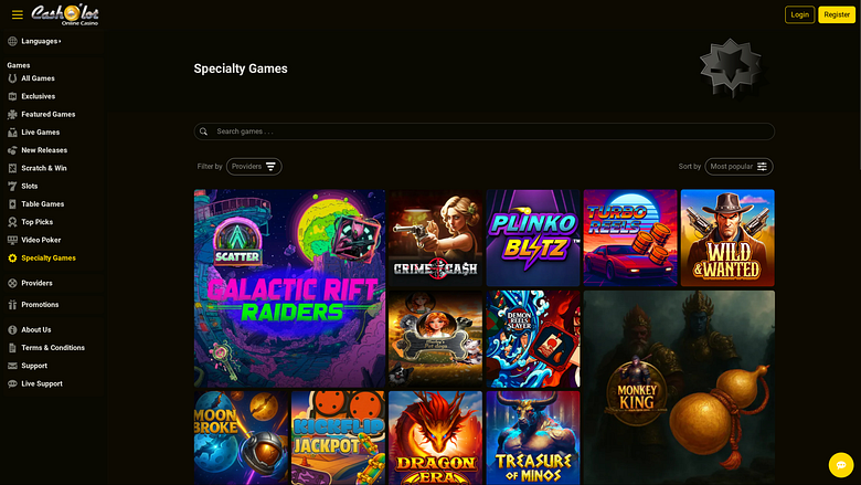 Giochi speciali per desktop del casinò Cash o Lot