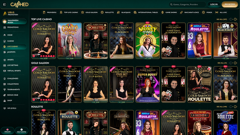 Cashed Casino Escritorio Crupier en vivo