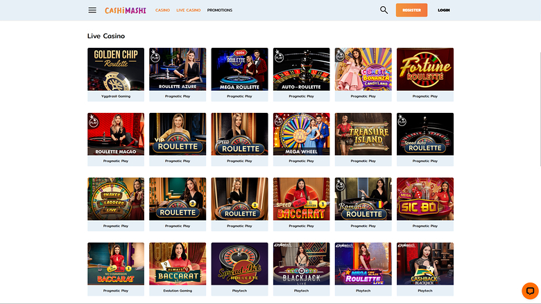Casinò dal vivo di Cashimashi per desktop