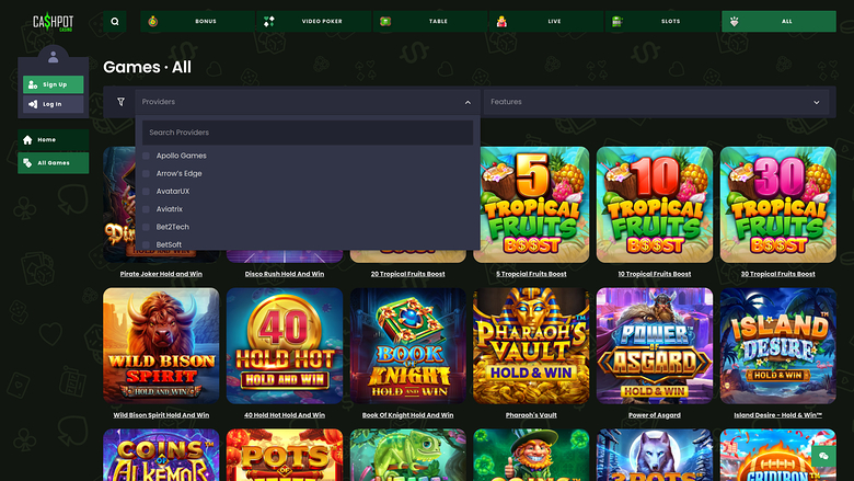 Desarrolladores de juegos de Cashpot Casino Versión de escritorio