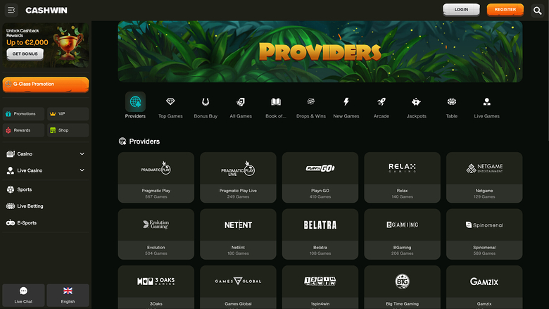 Développeurs de jeux de Cashwin sur ordinateur