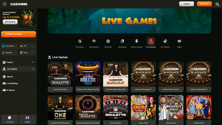 Croupier en direct de Cashwin sur ordinateur