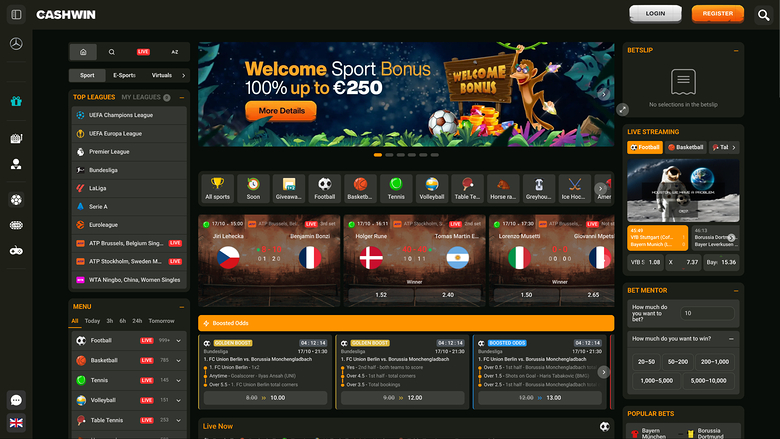 Sports en direct de Cashwin sur ordinateur