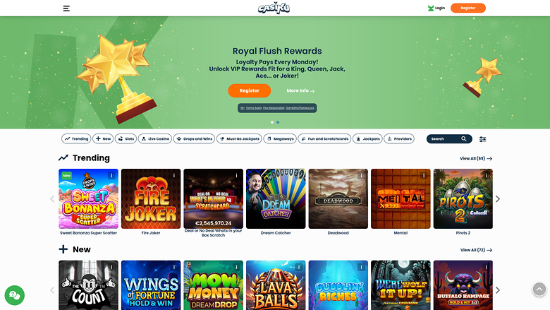 Casiku Casino Startseite Desktop