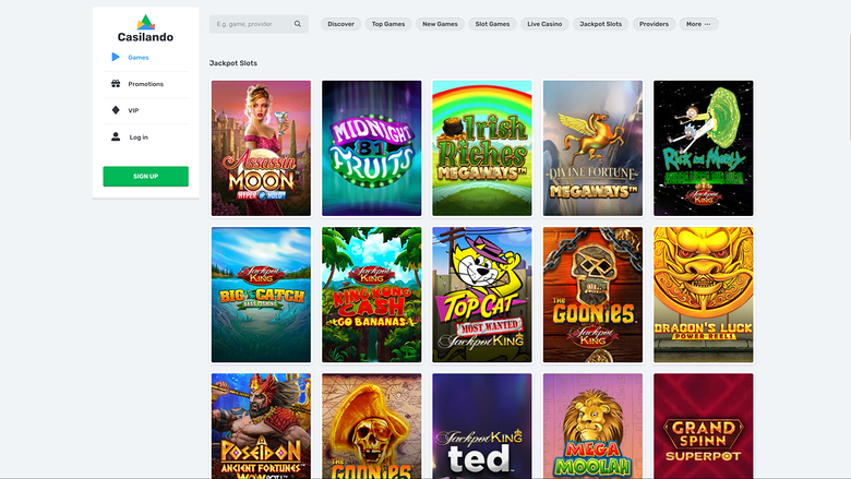 Jackpots du casino Casilando sur ordinateur