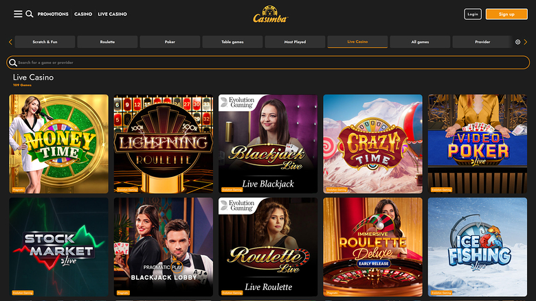 Casino en direct Casimba Version de bureau