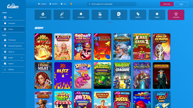 Botes de Casimpo Casino Versión de escritorio