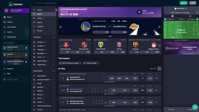 Sport dal vivo del Casineia Casino Versione desktop