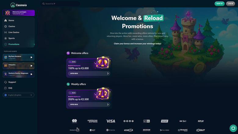 Promozioni del Casineia Casino Versione desktop