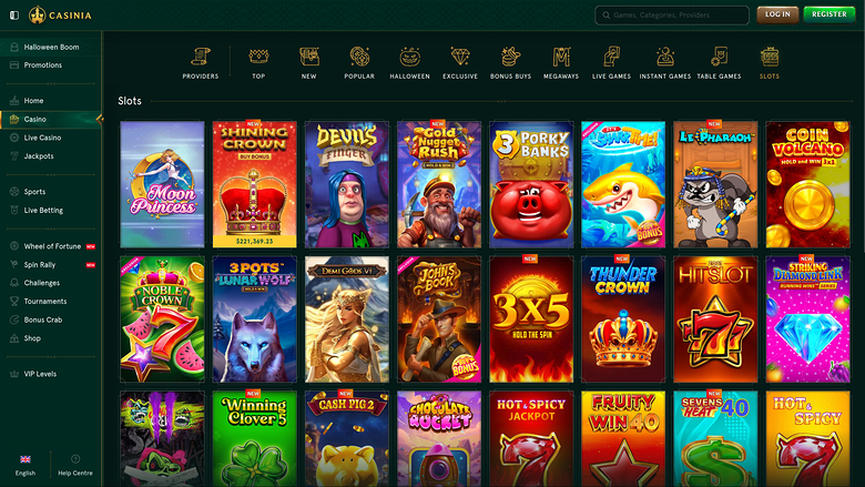 Casinia Casino Desktop-Spiele